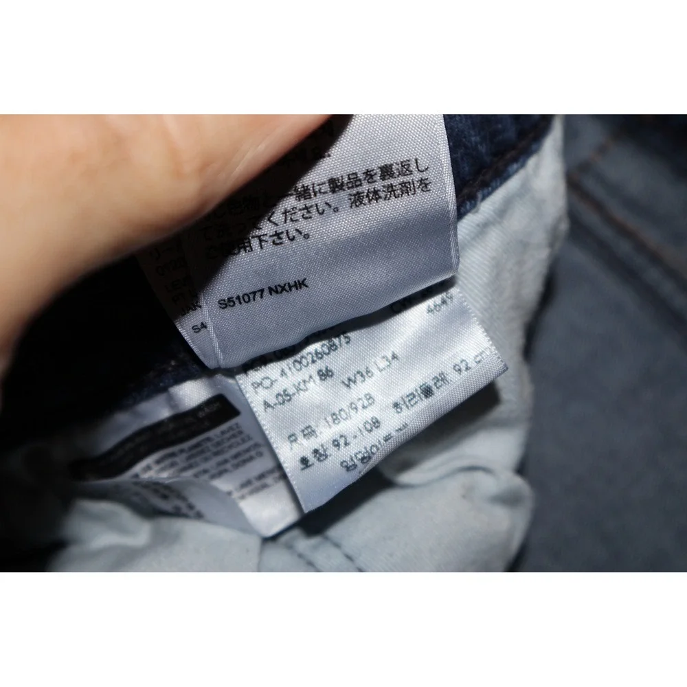 Levi Strauss 513 Slim Straight Men 36x34 Blue Dark Wash Denim Jeans Cotton Blend